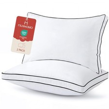 Bed Pillows Queen Size Set of 2, Gusseted Sleeping Pillows for Side, Back, an...