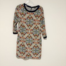 J.Crew Misty Fog Floral Medallion Print 100% Silk Shift Dress size 2