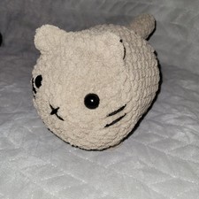 Handmade Crochet Chunky Amigurumi Cat Plush Toy Beige Kids Gift Stuffed Animal