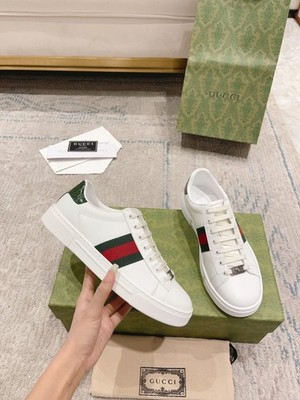 Men's Gucci Ace White Casual Shoes Red-Green Web Strap Free Shipping