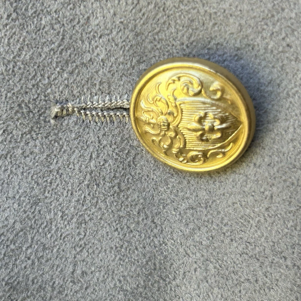 Gabardina Larga Vintage Marca Ultra Gamuza Tela 10 Gris Dorado Botones Forrada EC Foto 3 de 4