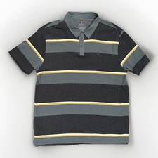 Roark Bless Up Polo - Forest Stripe - Perforated - Stretch - Wicking - Large NEW