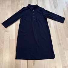 Lands' End Women's Navy Midi Dress Long Sleeve With Pockets M