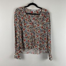 Veronica Beard Sura Floral V-Neck Long Sleeve Viscose Blouse Shirt Size 4