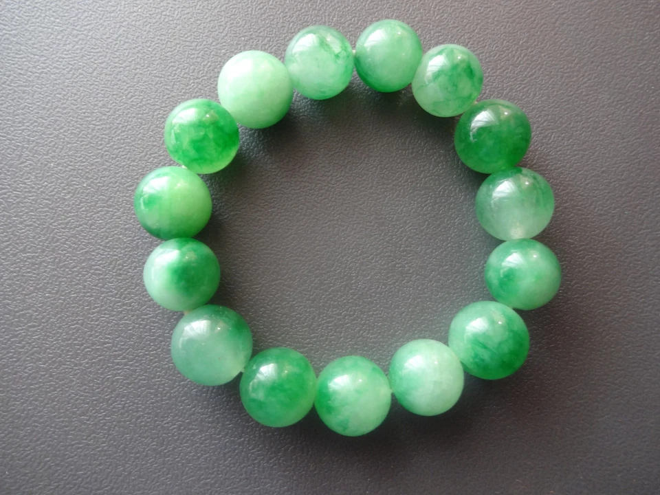 Канадский большой бисер нефрит браслет A + необработанный яблоко зеленый эластичной для мужчин женщин - Изображение 3 из 4
