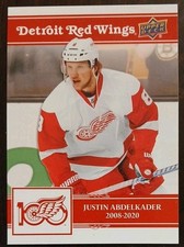 2025 - 2026 Upper Deck Justin Abdelkader Detroit Red Wings Centennial #47 Hockey