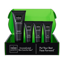 Men's Skin Care Set, 30-Day, 4 Piece Kit, Moisturizer, Cleanser, Serum, Bag