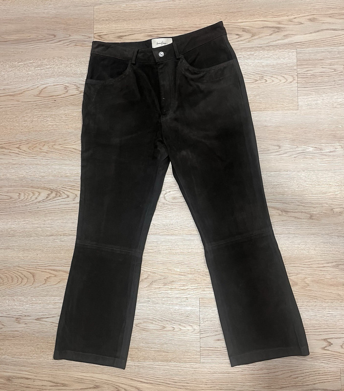 Second Layer Women’s Brown Suede Leather Pants Flat Front Pockets