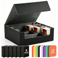 Trading Card Storage Box, Holds 1800 Sleeved Cards with 12 Dividers 6 Foam...