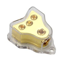 3 Way Copper Power Distribution Block, 0/2/4 AWG Gauge in, 4/8/10 Gauge Out, ...