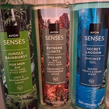 Mens Shower gel  Hair Face Body Wash 500ml Set of 3 NEW 6.84 per litre