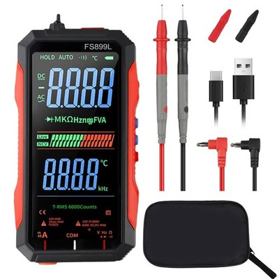 FS899L Digital Multimeter with Color Screen & Storage Case, USB C Rechargeable E