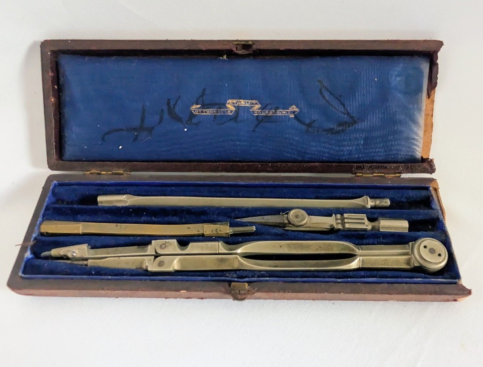 Antique Victorian Stanley Holborn London Drawing Compass Set Velvet ...