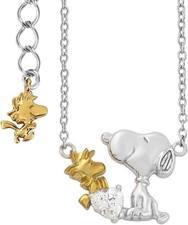 Snoopy Woodstock looking up necklace, sterling silver (925), heart Limited BOX