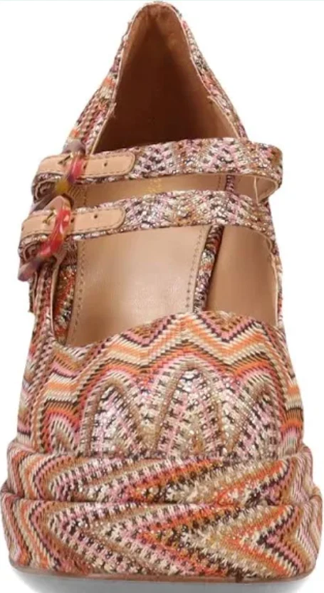 SAM EDELMAN CIRCUS NUEVO Tacones Mary Jane Plataforma Estampado Chevron Malva/Ámbar Talla 8.5 Foto 3 de 4