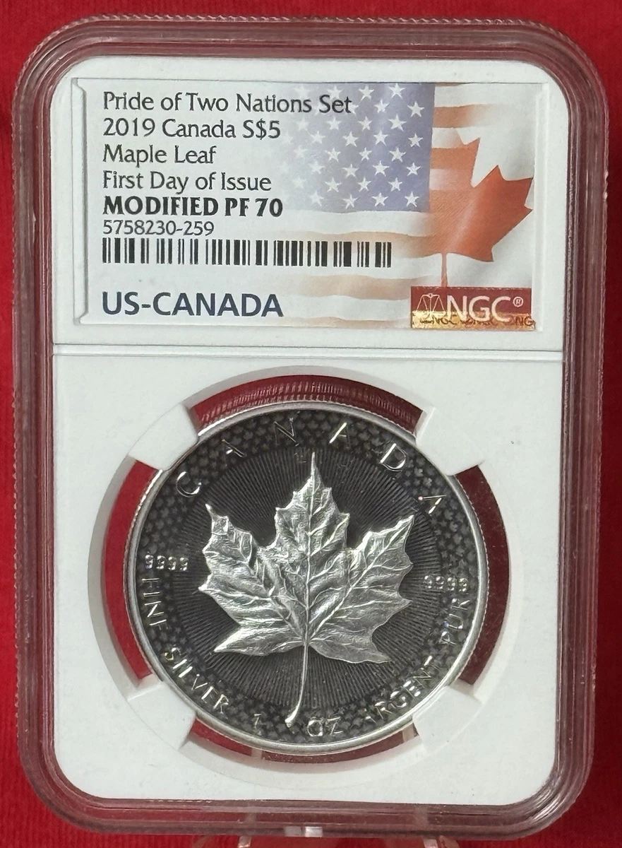【新品】メープルリーフ銀貨 Mapla 2019 PCGS PR70 FDOI Canadian Maple Leaf PR 70 Graded 2019 Silver Bullion Coins for
