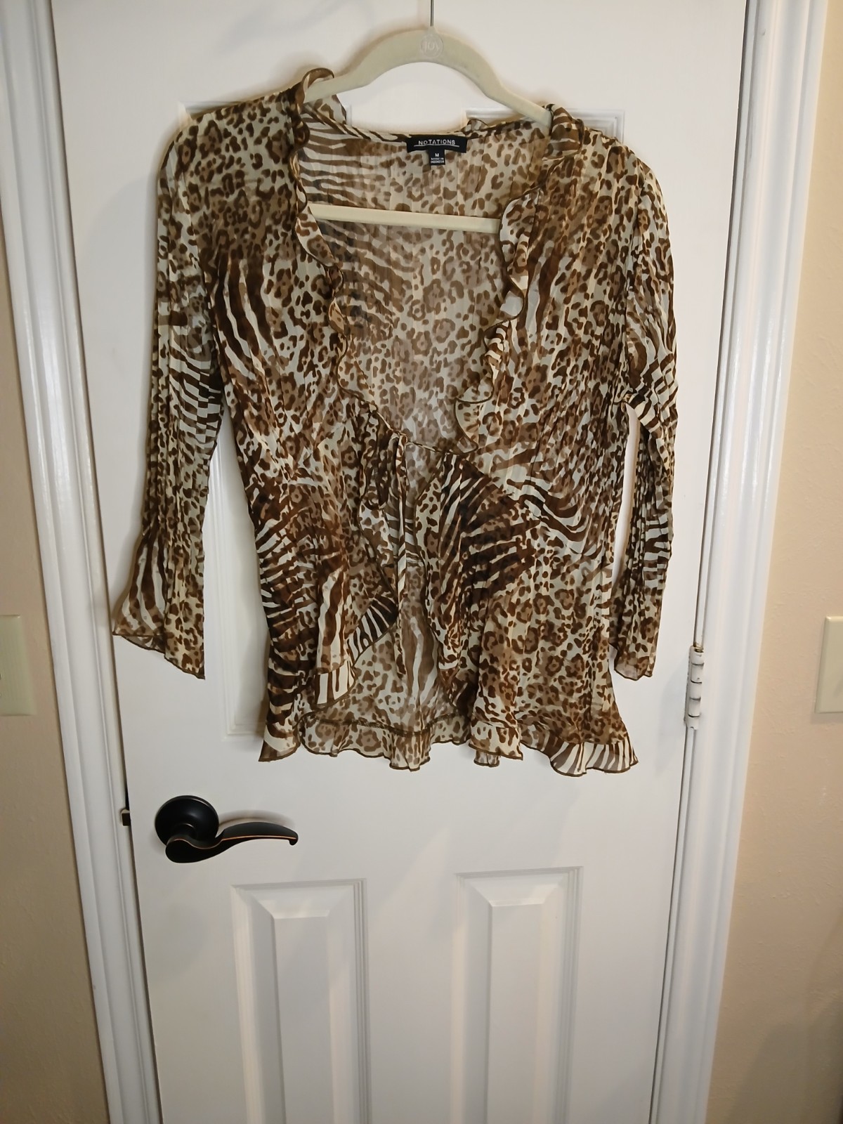 Notations Med Lightweight Jacket Open Front Brown… - image 1