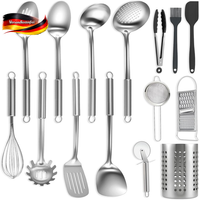 KüChenhelfer Set Edelstahl 15 Teile, HitzebestäNdig, SpüLmaschinenfest