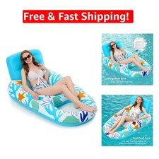Ocean Blue Inflatable Lounger Float with Cooling Mesh   Ideal for Beach Parties