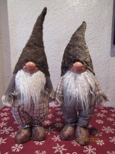 New w/ Tags Santa's Workshop HAPPY GNOMES Set Of 2 16" Fabric Plush Christmas