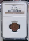 1880 Indian Cent NGC MS 63 BN
