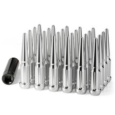 M14x1.5 Spike Lug Nuts 24 Pcs, Chrome Spiked Lug Nut with Spline Key for Chevy S