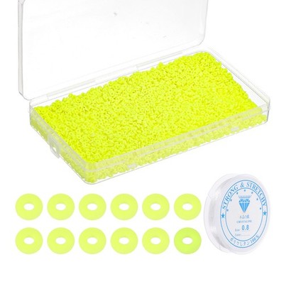 4000 Pcs 4mm Flat Round Clay Spacer Bead Bracelet Making Kit, Fluorescent Yellow