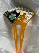 Kasho Japanese Hair Ornament Hairpin 8cm Pearl Cherry Blossom Used