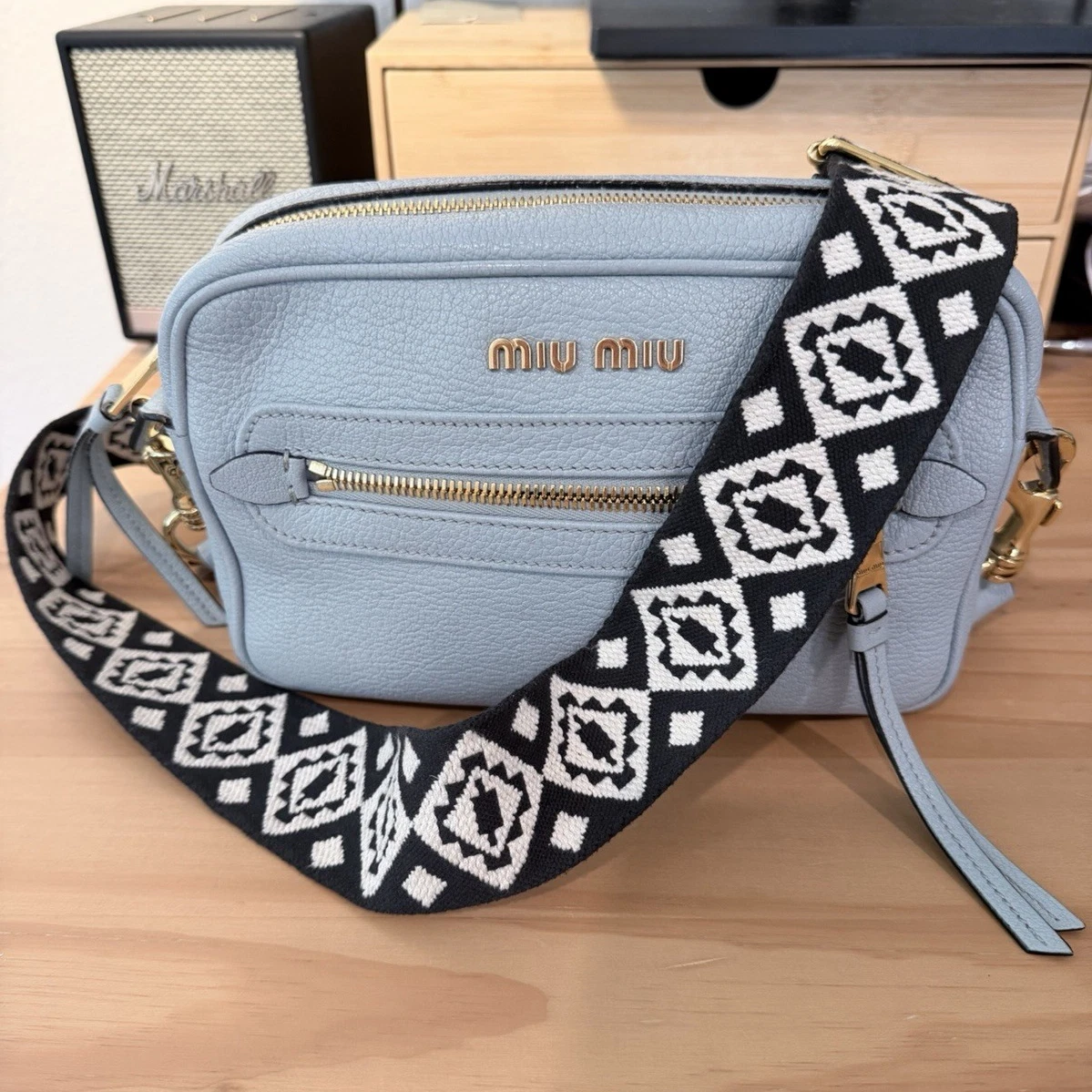 Blue Leather Exterior Miu Miu Bags & Handbags for Women for sale