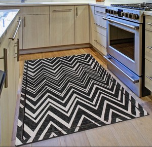 Flat Weave Kitchen Rug Black Grey Zig Zag Chevron Mat Hard Wearing