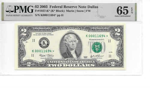 2003* $2 FRN Dallas* (Hard to find K* Block) PMG 65 EPQ Gem UNC. - Picture 9 of 14