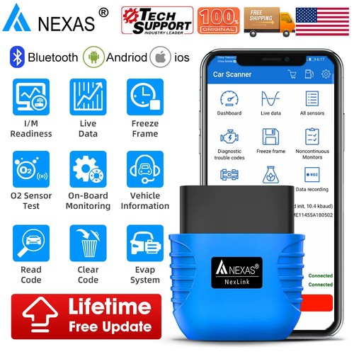 NEXAS NexLink Bluetooth OBD2 Scanner OBD EOBD Automotive Diagnostic Tool Reader - Picture 1 of 10