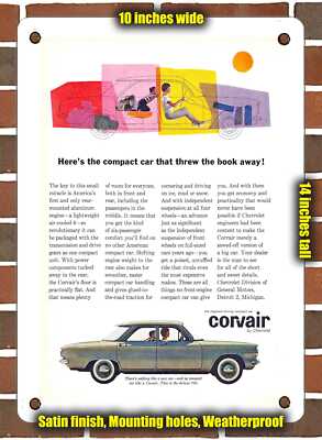 Metal Sign - 1960 Chevy Corvair Here's the Compact Car That Threw the Book Away