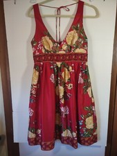 GORGEOUS Women's FOREVER 21 Red Floral Dress, Size S, Beaded, Lined, Back Zip
