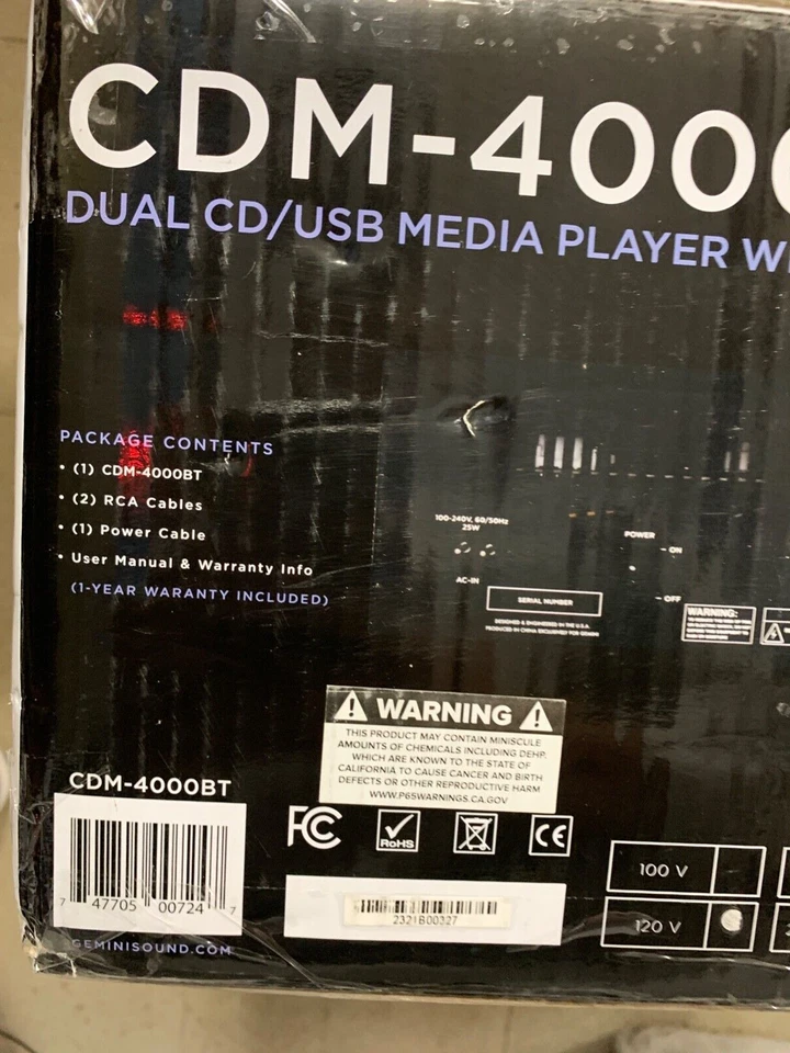 Gemini CDM-4000BT 2-Chan Dual CD/MP3/USB DJ Media Player Controller/Mixer System - Image 3 of 4