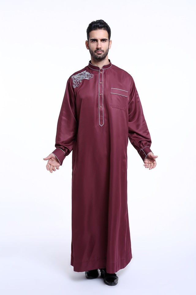 Men Muslim Saudi Style Robe ishdasha Islamic Arab Saudi Thobe Maxi Robe ...