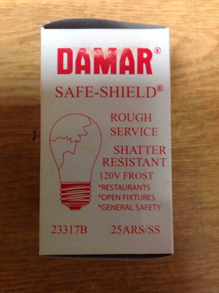 Damar Safe-Shield Rough Service Shatter Resistant Lamp 120V 25 Watts Frosted