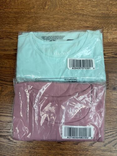 D & Co. Essentials Womens Green Pink 2 Pack Cotton Blend Tops Size 3X Spring NWT