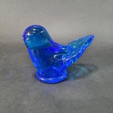 Bluebird of Happiness Art Glass Bird Figurine Signed Leo Ward Paperweight 1994