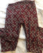 LuLaRoe Tall Curvy Womens Leggings Pants Pj’s Lg New Burgandy 32” Waist