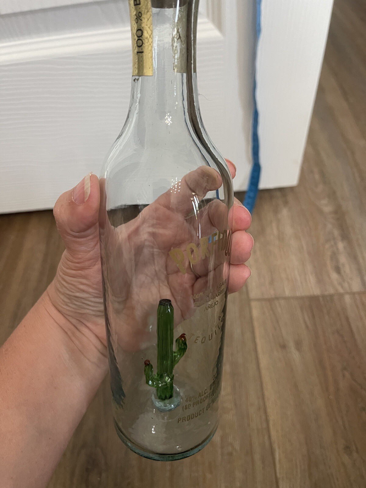 Tequila Porfidio Blue Agave Single Anejo Empty Handblown Bottle Green