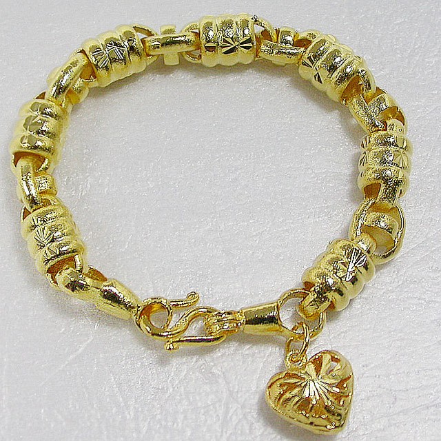 NEW ! BRACELETS 22K 23K 24K THAI BATH YELLOW GOLD PLATE JEWELRY 7 INCH