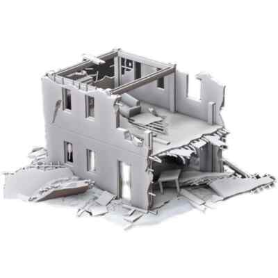 3D Printed Model   1/144/350 Scale  Building Ruins Scene Model Kit