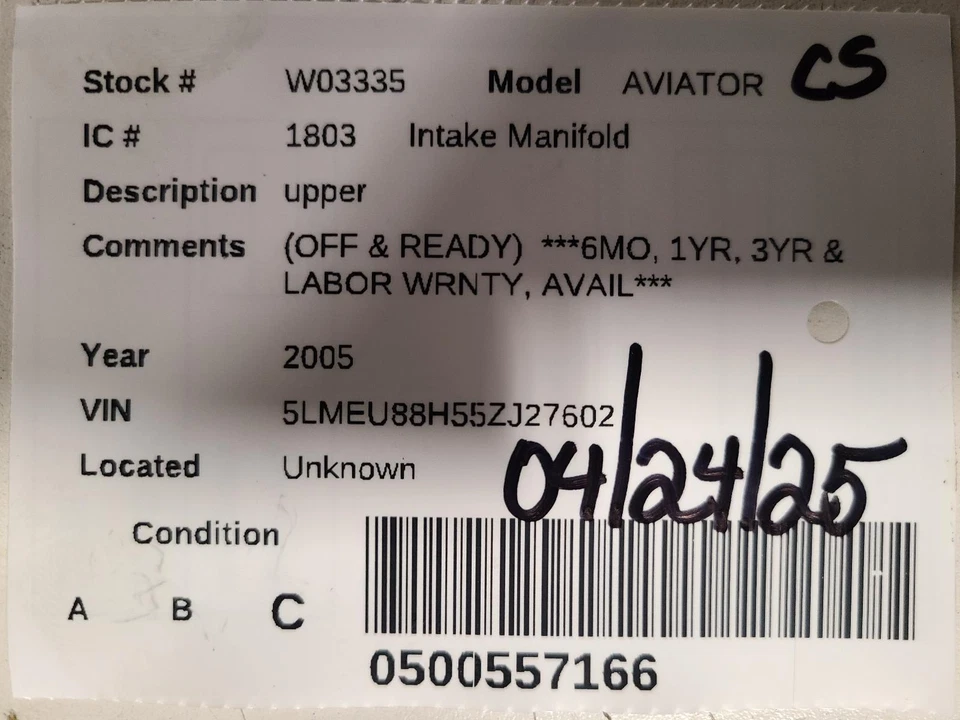 Used Upper Engine Intake Manifold fits: 2005 Lincoln Aviator upper Upper Grade C Foto 3 de 4