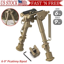 US 6-9" Tactical Spring Return Hunting Rifle Bipod Sling Mount+Picatinny Adapter