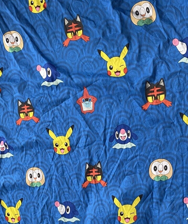 Pokemon Pikachu Cama Doble Sábana Plana Nintendo Ropa de Cama De Colección Azul Foto 2 de 4