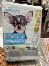 Paw Inspired Disposable Male Dog Wraps, Belly Band for Male Dog Diapers XS