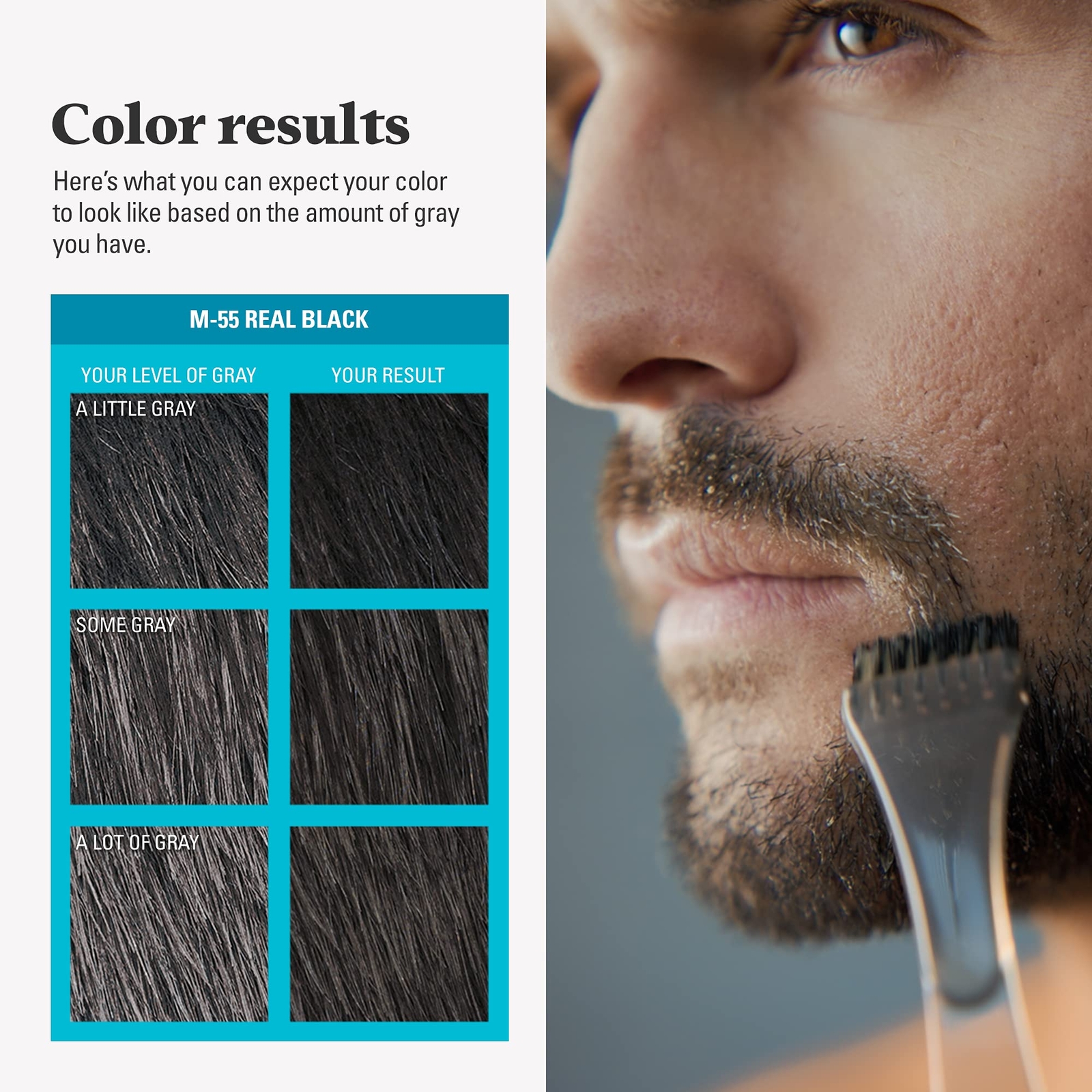 Just For Men Mustache and Beard Hair Color Real Black M 55 3 Pack Easy Use
