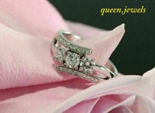 14K White Gold Over 1.65CT Lab-Created Round Cut Diamond 3-Stone Engagement Ring
