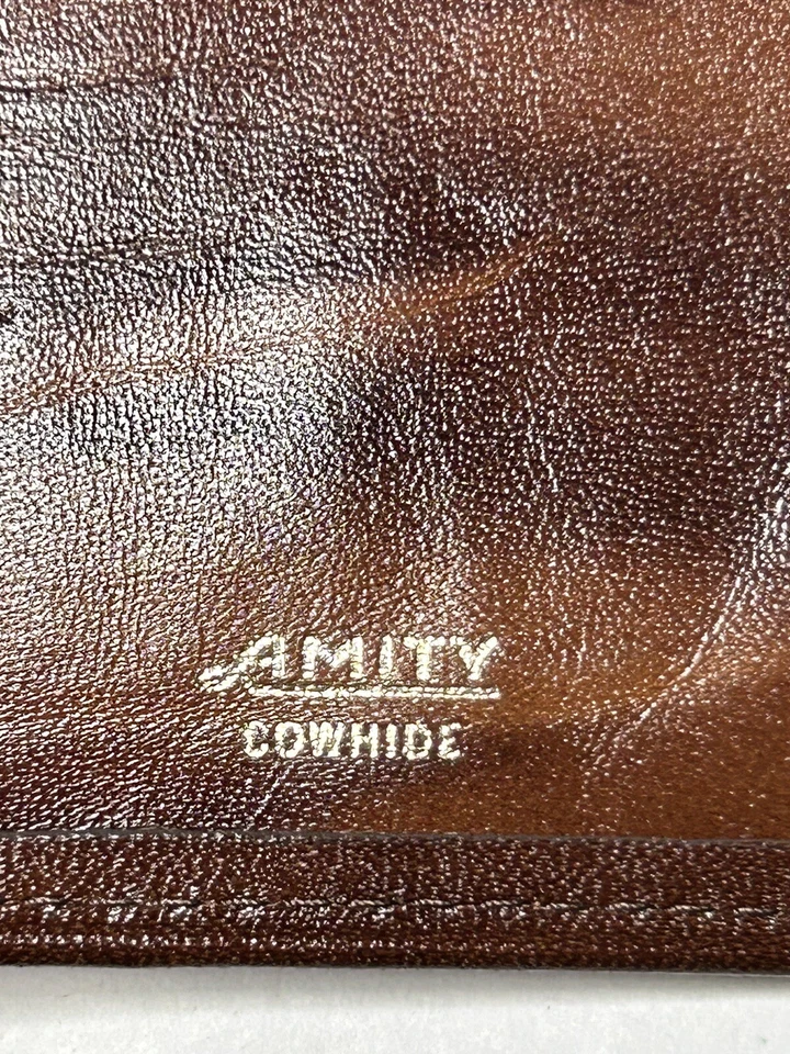 NUEVO AMITY Cartera de Cuero Vintage Para Hombre TRIPLEGADO Marrón Cuero Genuino con Caja Foto 4 de 4